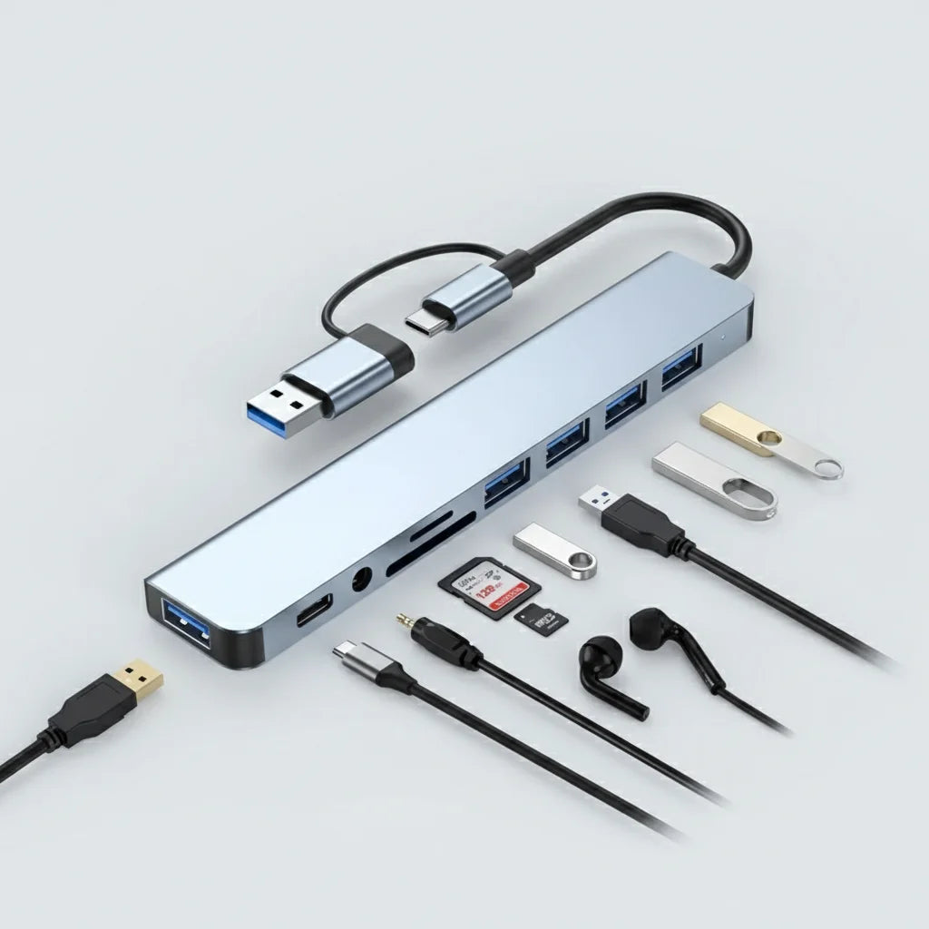 8-in-2 USB Type-C Hub - Connect All Devices!